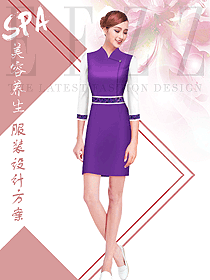原創(chuàng)制服設(shè)計(jì)紫色連衣裙款美容會(huì)所服裝款式圖671
