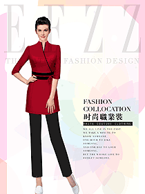 原創(chuàng)設(shè)計女款紅色美容會所服裝款式圖725