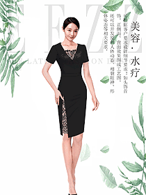 原創制服設計黑色水療會所咨客服裝款式圖491