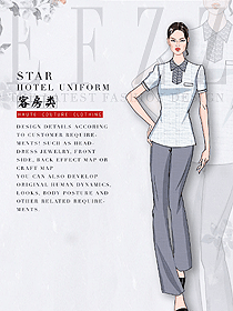 時尚短袖女款客房服務(wù)員服裝款式圖651