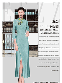 新款女款酒店中餐迎賓制服設計圖899