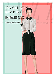 時尚灰色女職業(yè)裝長袖襯衫制服設(shè)計圖348