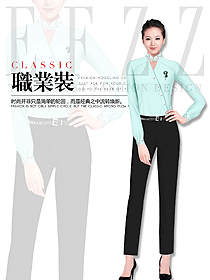 時尚女職業裝長袖襯衫制服設計圖369