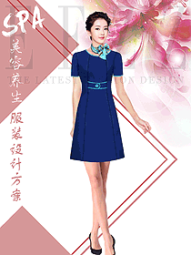 深藍(lán)色水療會(huì)所咨客服裝款式圖522