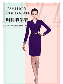 紫色連衣裙款女職業(yè)裝夏裝款式圖839