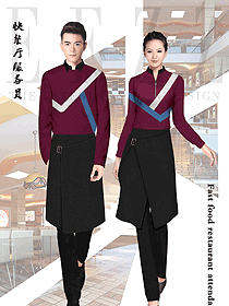 時尚紫色男女款快餐服務生服裝款式圖236