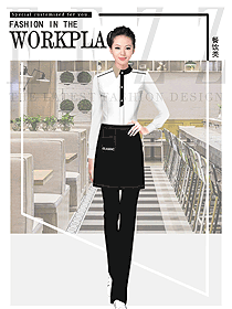 原創制服設計白色長袖女款服務員服裝款式圖389