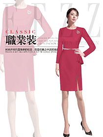時尚紅色女職業(yè)裝夏裝制服設(shè)計圖954