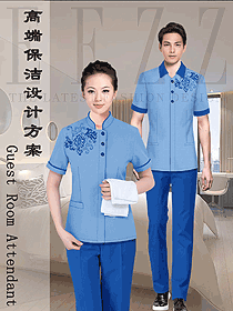 新款淺藍色中式客房服務(wù)員制服設(shè)計圖641