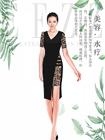 時(shí)尚黑色女款SPA水療會所咨客制服設(shè)計(jì)圖498