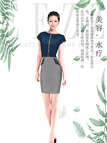 原創制服設計女款水療會所咨客服裝款式圖455