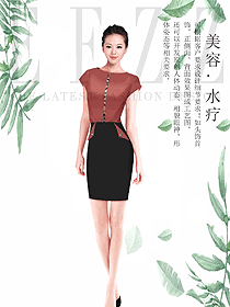 原創制服設計女款水療會所咨客服裝款式圖452