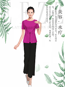 時尚短袖女款按摩技師服款式設(shè)計圖1495