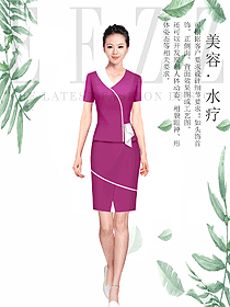 時尚玫紅色女款按摩技師服款式設(shè)計圖1492
