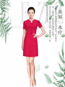 原創(chuàng)制服設(shè)計紅色女款按摩技師服裝款式圖1488