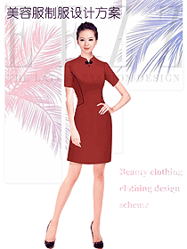 紅色女款美容技師制服設(shè)計(jì)圖708