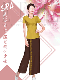 新款短袖美容技師工作服裝款式設(shè)計圖804