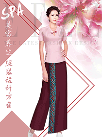 時尚淺粉色短袖女款醫(yī)療美容制服設(shè)計圖820