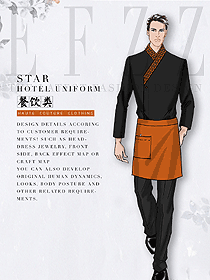 長袖男款快餐廳服務員制服設計圖402
