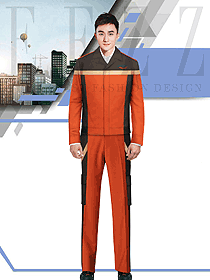 橙色長袖汽修服工程服款式效果圖1255