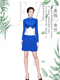 原創(chuàng)制服設計藍色總臺收銀接待服裝款式圖443