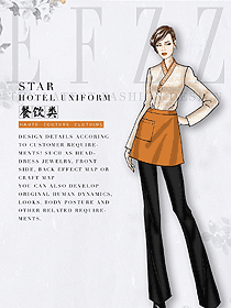 長袖女款快餐廳服務(wù)員制服設(shè)計圖407