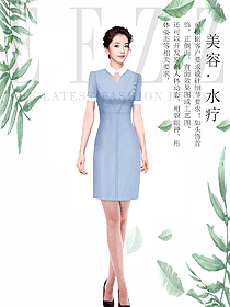 時(shí)尚淺藍(lán)色女款總臺收銀接待制服設(shè)計(jì)圖451