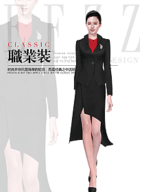 時尚黑色女職業(yè)裝夏裝制服設計圖1007