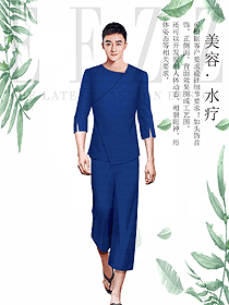 時尚深藍色男款美容技師制服設計圖861