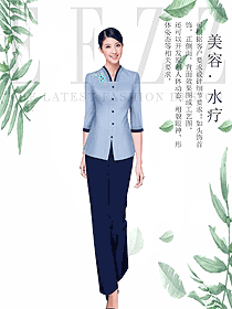 新款淺藍色美容養生技師工作制服設計圖884