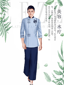 原創(chuàng)設計淺藍色會所服務生服裝款式圖894