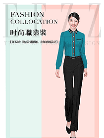 時(shí)尚女職業(yè)裝長袖襯衫制服設(shè)計(jì)圖407