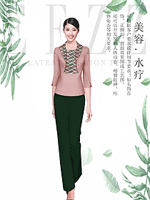 女款淺粉色美容養生技師制服設計圖901