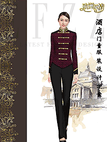 時(shí)尚女款酒店門童制服設(shè)計(jì)圖1290