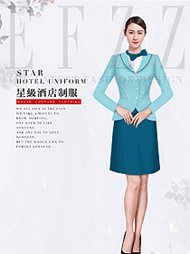 時尚淺藍色客房服務(wù)員服裝款式圖663