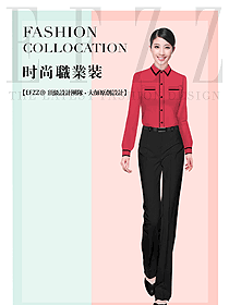 紅色行政辦公女職員制服圖411