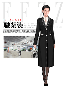 時(shí)尚黑色長(zhǎng)款女職業(yè)裝大衣設(shè)計(jì)圖306