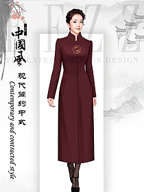 新中式女職業裝大衣設計圖313