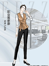 女職業(yè)裝馬夾款制服設(shè)計(jì)圖368
