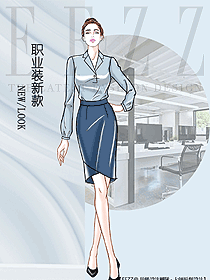 女職業裝長袖襯衫設計圖461