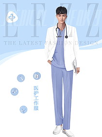 國外實習男性醫生工作制服照片