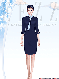 國際航空公司空乘美女制服定制原創(chuàng)設計圖