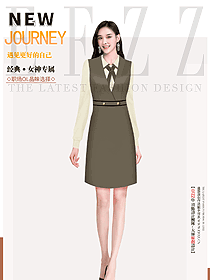 橄欖綠長裙款職業(yè)女套裝設(shè)計圖