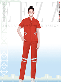 夏季橙色反光衣工作服女款設(shè)計圖