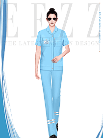 淺藍色女裝工程服夏裝設計大圖
