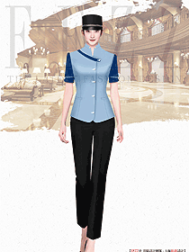 海濱城市星級酒店夏季女款門童制服設計圖