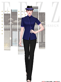 三亞星級酒店女門童制服原創(chuàng)定制設(shè)計手稿圖