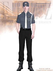 新式中灰色保安工作服套裝物業(yè)售樓部形象崗禮賓服