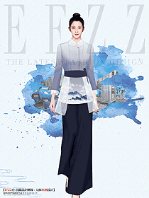 酒店中餐廳女服務(wù)員長款工作服原創(chuàng)設(shè)計圖