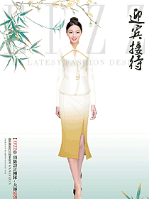 唐文化為主題的中式精品酒店員工迎賓制服設計美圖